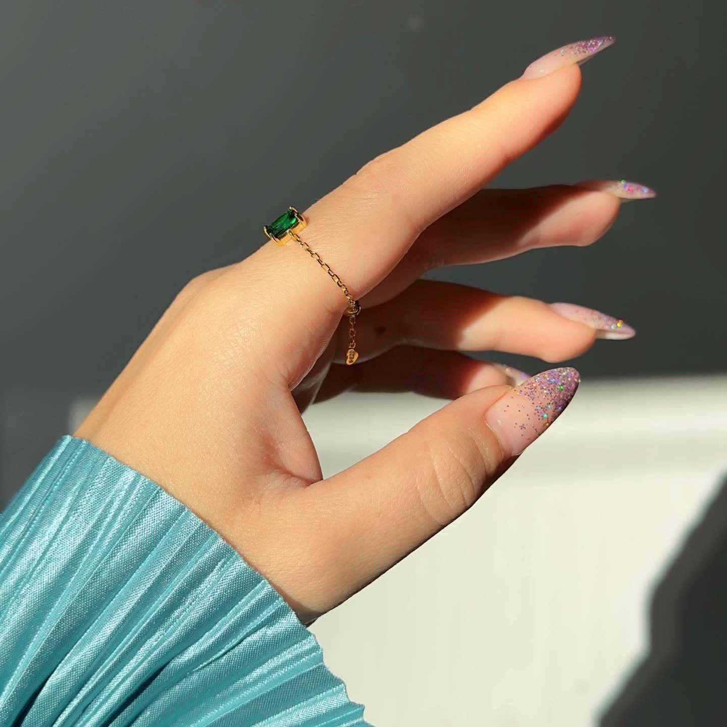 Emerald Green Self-Love Chain Ring