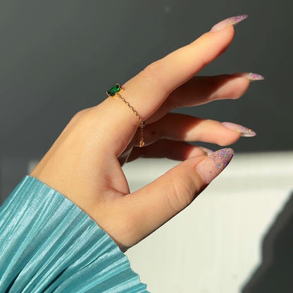 Emerald Green Self-Love Chain Ring